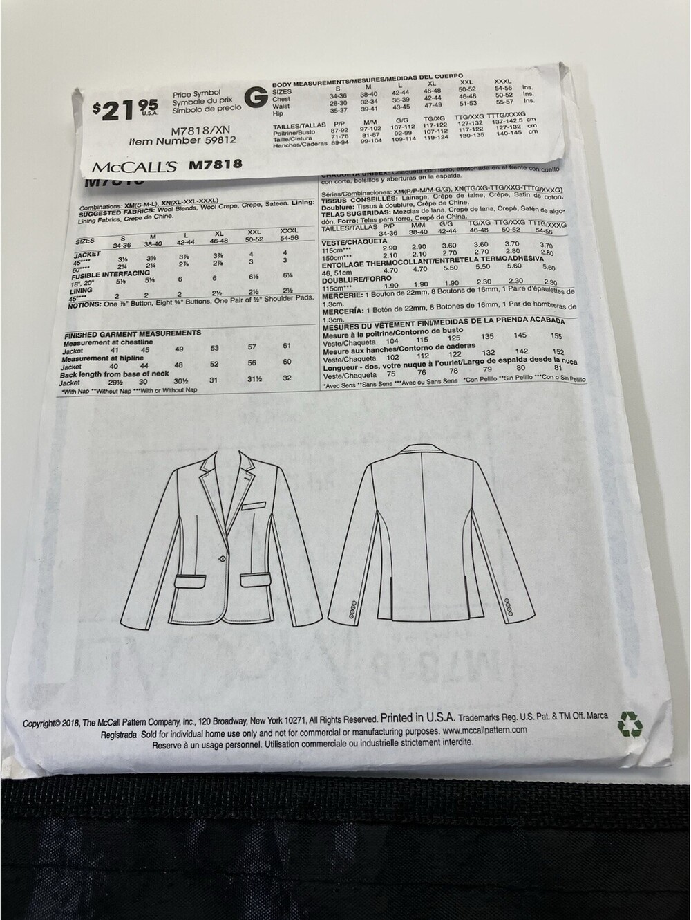 Lot Of 2 McCalls Sewing Patterns For Women Jackets New - Picture 5 of 6